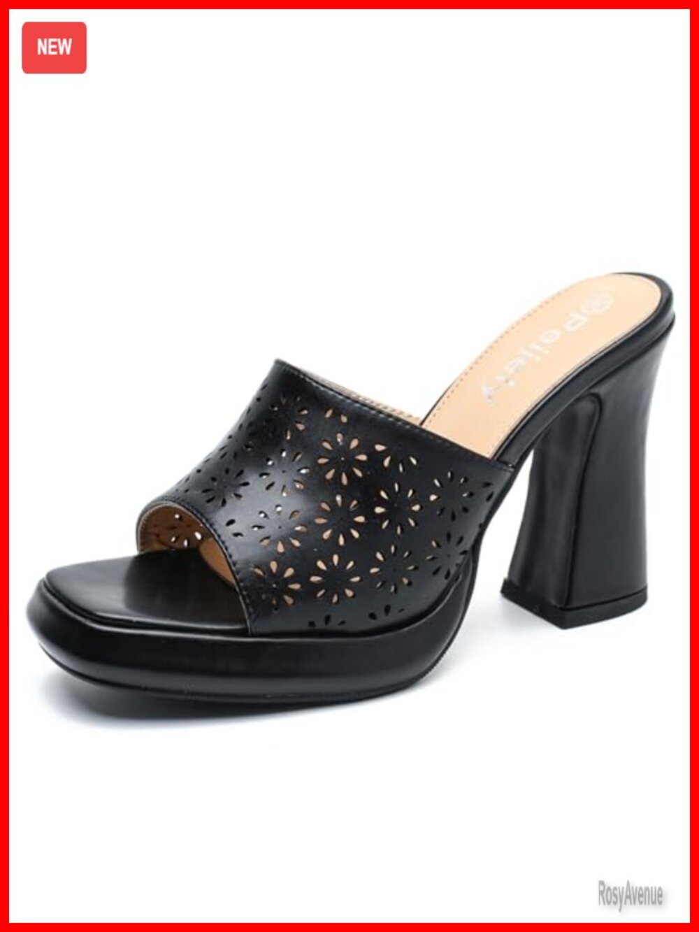 Platform Mule Sandals Square Toe Block Heel Slip-On Slides Chunky High Heel